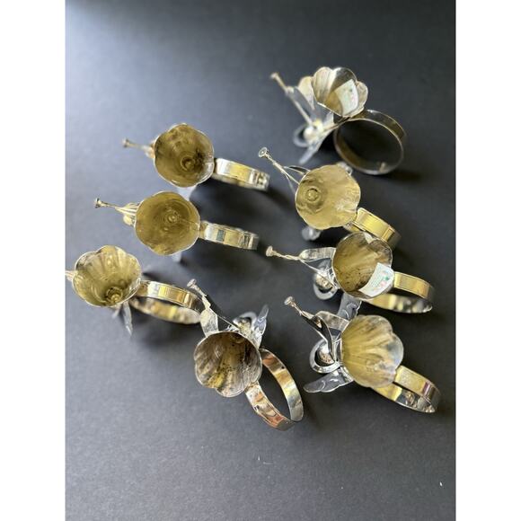 Vintage set of 8 Angels With Trumpets Napkin Rings Silver Plated On Brass - Picture 5 of 6